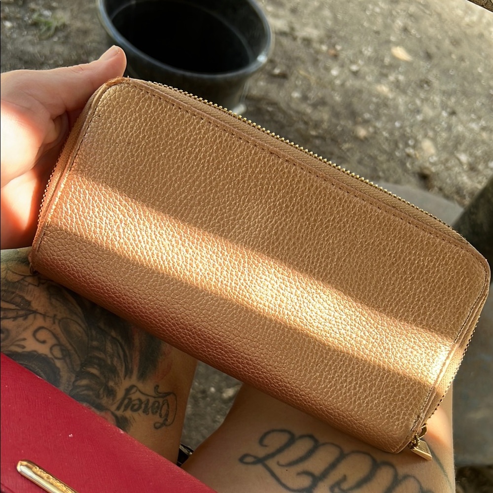 Michael Kors Gold Zip-Around Wallet